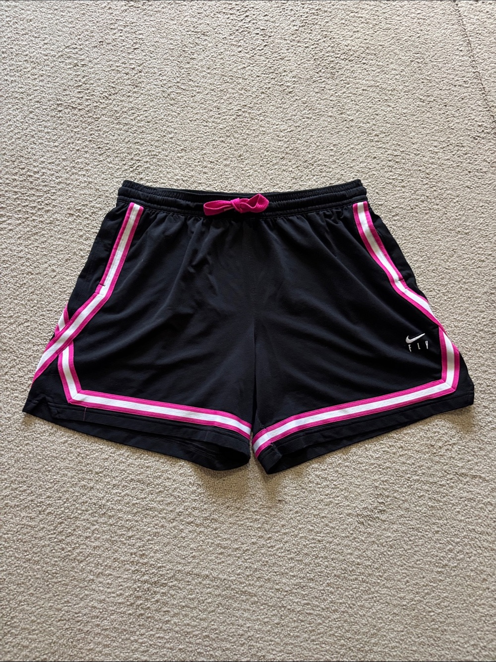 Nike Women’s Black Athletic Shorts with Pink Accent Stripes